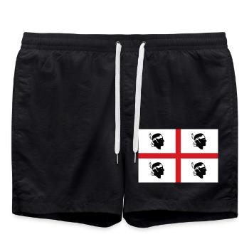 Flagge Sardinien - Badeshorts - Schwarz - Vorne - AI Model Male 185 light (185cm)