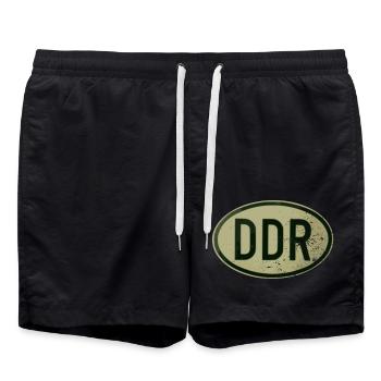 DDR - Retro - Ostalgie - Badeshorts - Schwarz - Vorne - AI Model Male 185 light (185cm)