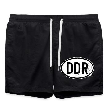 DDR - Retro - Ostdeutschland - Badeshorts - Schwarz - Vorne - AI Model Male 185 light (185cm)
