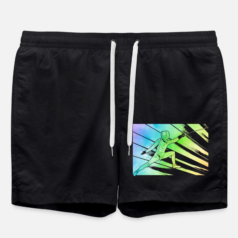 Fechten - Badeshorts - Schwarz