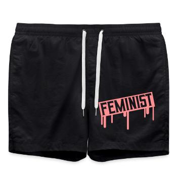 Timbre Graffiti Féministe - Short de bain - noir - Devant - AI Model Male 185 light (185cm)