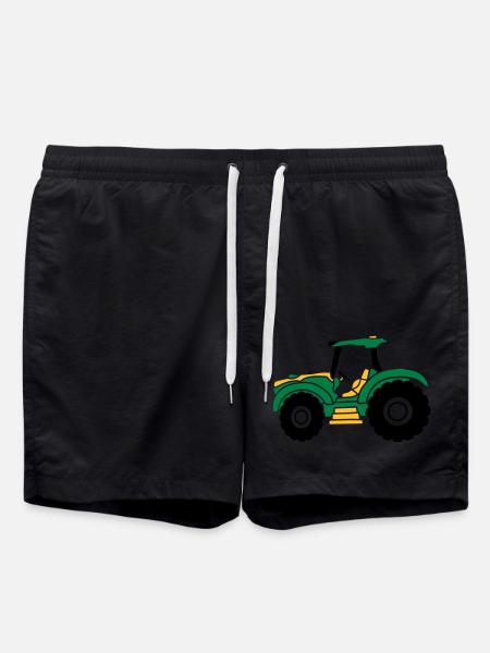 Farmer tractor driving - Swim Trunks - black