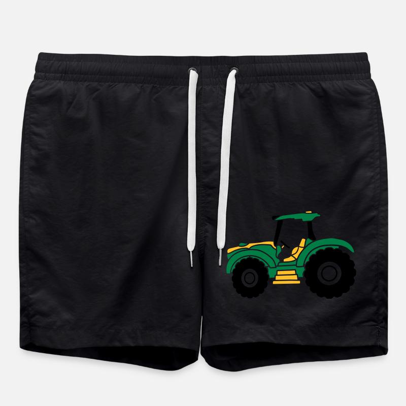 Farmer tractor driving - Swim Trunks - black