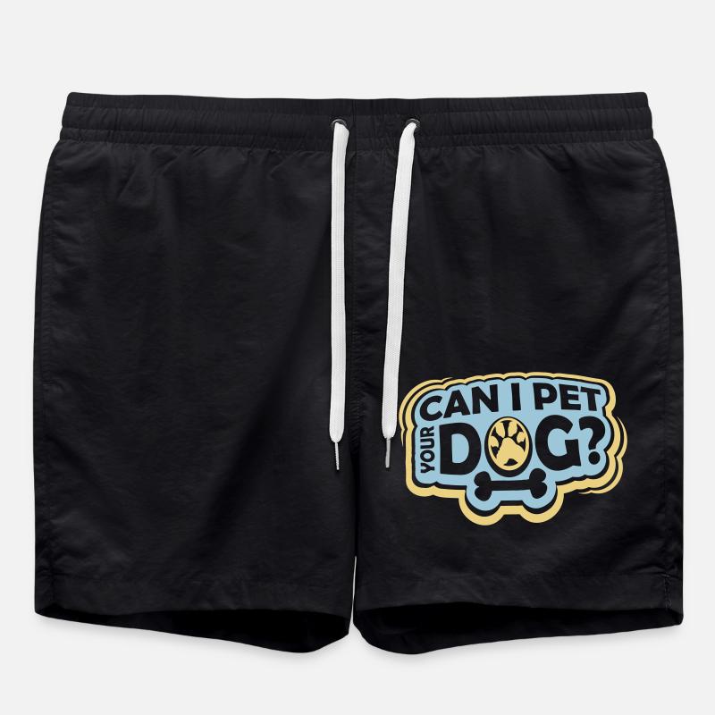 Pet your Dog saying - Swim Trunks - black