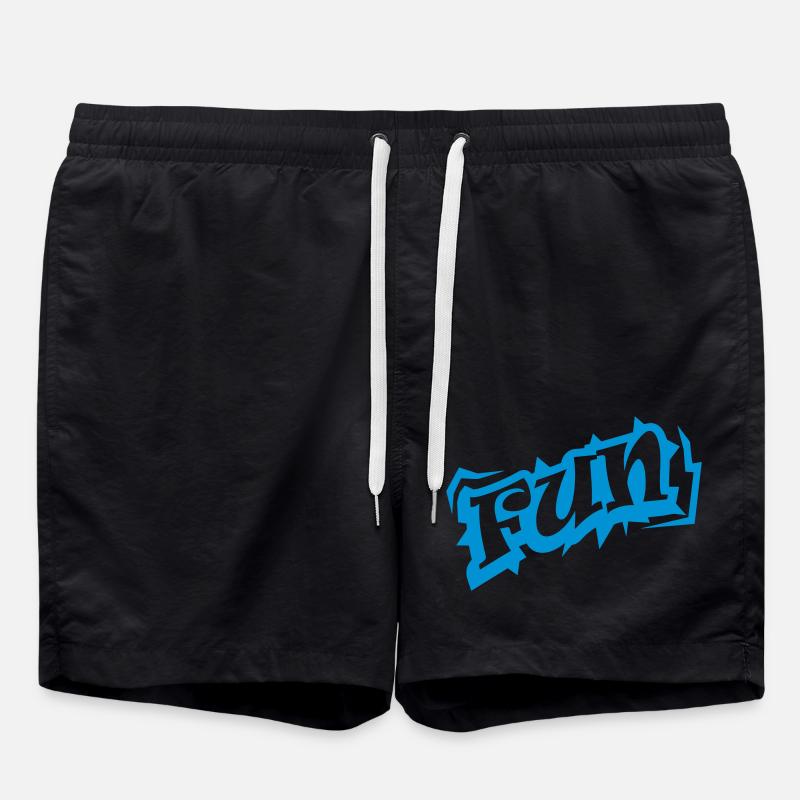 Fun Wort Text Logo - Badeshorts - Schwarz