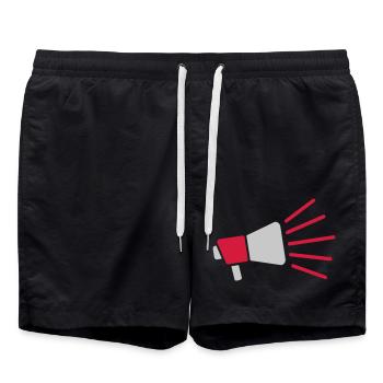 Symbole Mégaphone parole forte - Short de bain - noir - Devant - AI Model Male 185 light (185cm)