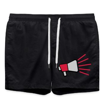 Mégaphone à symbole de parole forte - Short de bain - noir - Devant - AI Model Male 185 light (185cm)