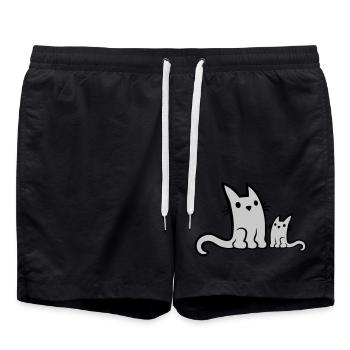 Cute little cat family - Swim Trunks - black - Front - AI Model Male 185 light (185cm)
