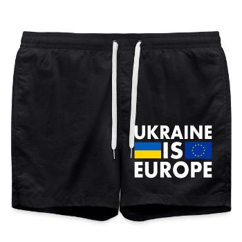 Ukraine is europe - Short de bain - noir - Devant - AI Model Male 185 light (185cm)
