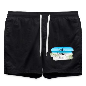 Salt Sand Sea Küste Sprüche Sommer Sonne Meer - Badeshorts - Schwarz - Vorne - AI Model Male 185 light (185cm)