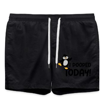 I pooped today Pinguin - Badeshorts - Schwarz - Vorne - AI Model Male 185 light (185cm)