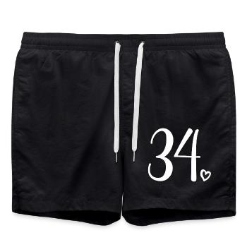 Cute Number 34, 34 Years Old, 34th Birthday Gift - Swim Trunks - black - Front - AI Model Male 185 light (185cm)