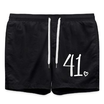 Niedliche Nummer 41, 41 Jahre alt, 41. Geburtstagsgeschenk - Badeshorts - Schwarz - Vorne - AI Model Male 185 light (185cm)
