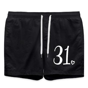 Mignon numéro 31, 31 ans, cadeau de 31e anniversaire - Short de bain - noir - Devant - AI Model Male 185 light (185cm)