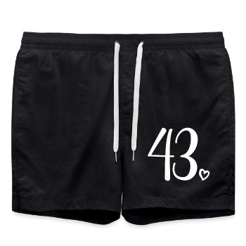 Süße Nummer 43, 43 Jahre alt, Geschenk zum 43. Geburtstag - Badeshorts - Schwarz - Vorne - AI Model Male 185 light (185cm)