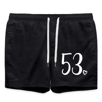 Süße Nummer 53, 53 Jahre alt, Geschenk zum 53. Geburtstag - Badeshorts - Schwarz - Vorne - AI Model Male 185 light (185cm)