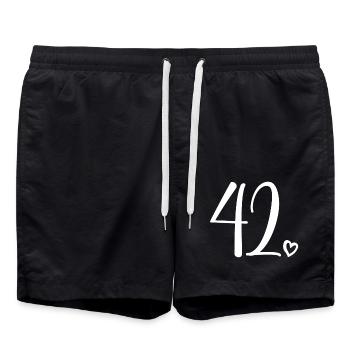 Cute Number 42, 42 Years Old, 42nd Birthday Gift - Swim Trunks - black - Front - AI Model Male 185 light (185cm)