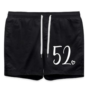 Mignon numéro 52, 52 ans, cadeau de 52e anniversaire - Short de bain - noir - Devant - AI Model Male 185 light (185cm)