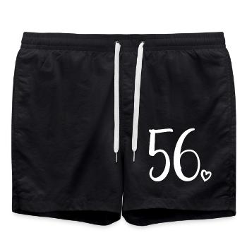 Süße Nummer 56, 56 Jahre alt, Geschenk zum 56. Geburtstag - Badeshorts - Schwarz - Vorne - AI Model Male 185 light (185cm)