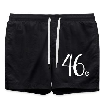 Süße Nummer 46, 46 Jahre alt, Geschenk zum 46. Geburtstag - Badeshorts - Schwarz - Vorne - AI Model Male 185 light (185cm)