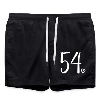 Cute Number 54, 54 Years Old, 54th Birthday Gift - Swim Trunks - black - Front - AI Model Male 185 light (185cm)