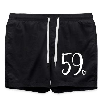 Cute Number 59, 59 Years Old, 59th Birthday Gift - Swim Trunks - black - Front - AI Model Male 185 light (185cm)