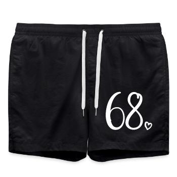 Mignon numéro 68, 68 ans, cadeau de 68e anniversaire - Short de bain - noir - Devant - AI Model Male 185 light (185cm)