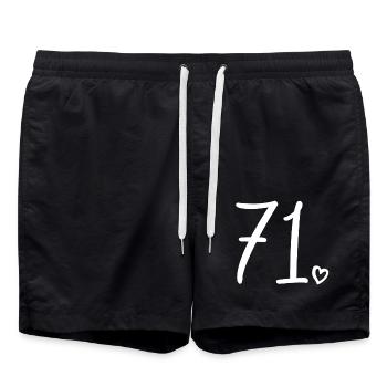 Mignon numéro 71, 71 ans, cadeau de 71e anniversaire - Short de bain - noir - Devant - AI Model Male 185 light (185cm)
