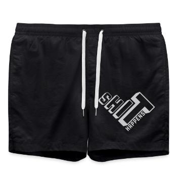 Shit happens Schicksal Motto - Badeshorts - Schwarz - Vorne - AI Model Male 185 light (185cm)