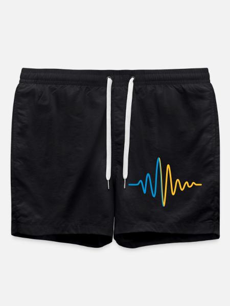 Heartbeat Pulse Frequency Display - Swim Trunks - black