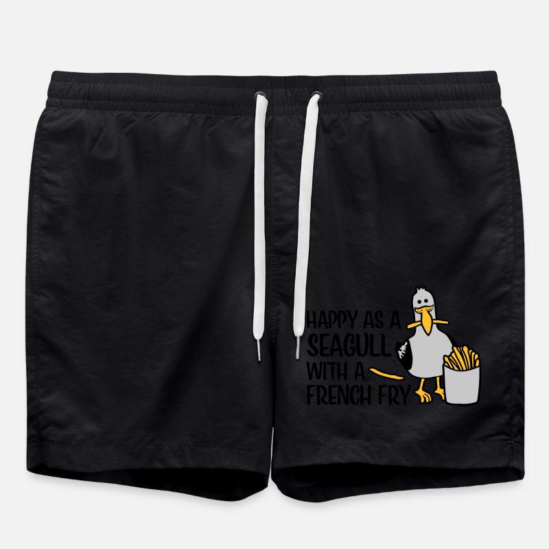 Happy as a Seagull - Swim Trunks - black