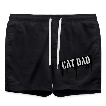 Stamp Cat Dad Logo - Short de bain - noir - Devant - AI Model Male 185 light (185cm)