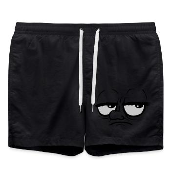 Dessin animé ennuyé les yeux roulants - Short de bain - noir - Devant - AI Model Male 185 light (185cm)