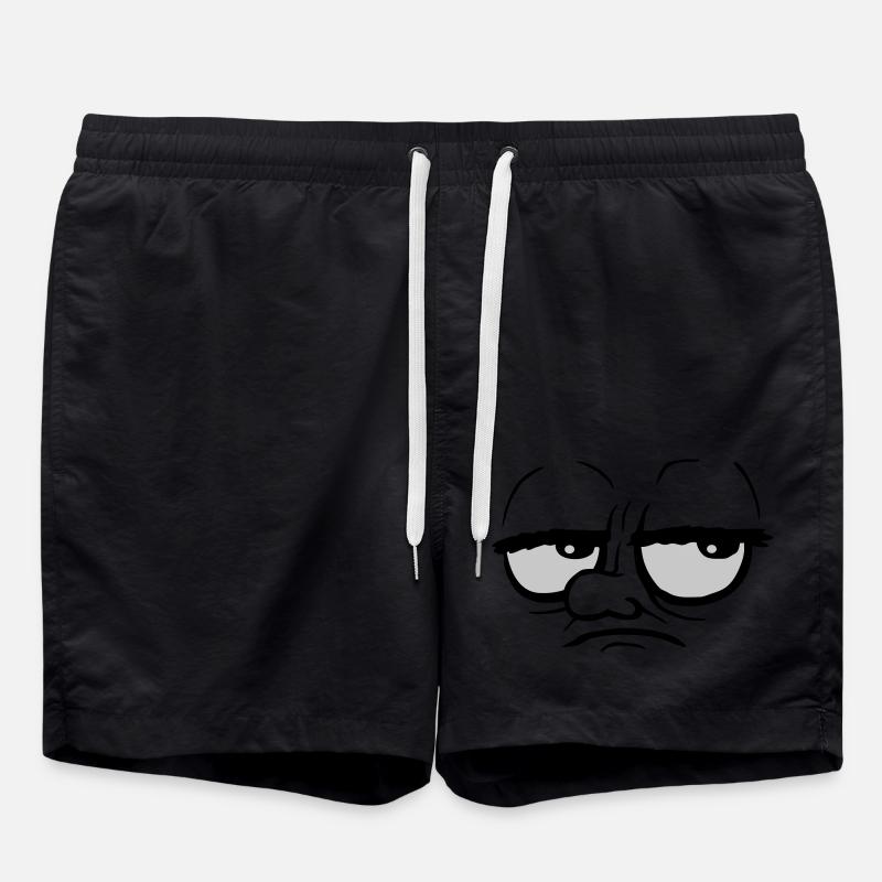 Cartoon annoyed rolling eyes - Swim Trunks - black