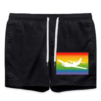 Avion Arc-en-ciel - Short de bain - noir - Devant - AI Model Male 185 light (185cm)