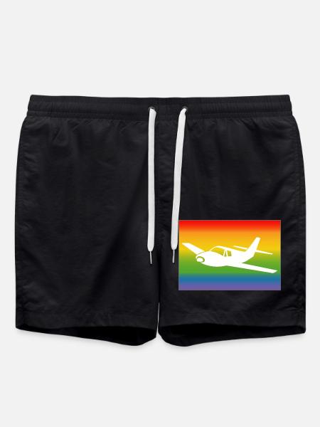 Flugzeug Regenbogen - Badeshorts - Schwarz