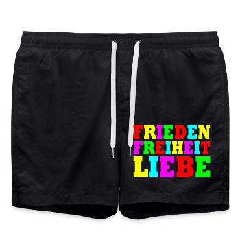 Frieden freiheit liebe - Badeshorts - Schwarz - Vorne - AI Model Male 185 light (185cm)