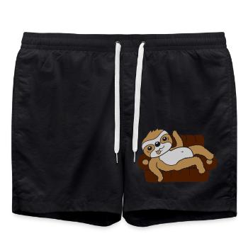 Faultier Zuhause chillen Sofa - Badeshorts - Schwarz - Vorne - AI Model Male 185 light (185cm)