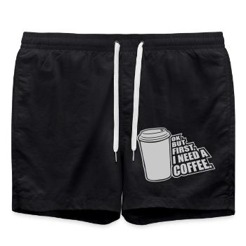 Fist I need Coffee - Swim Trunks - black - Front - AI Model Male 185 light (185cm)
