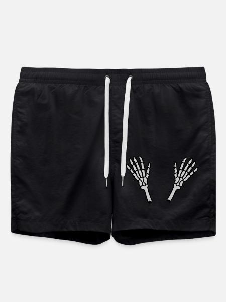 2 Skeleton Hands Bones - Swim Trunks - black