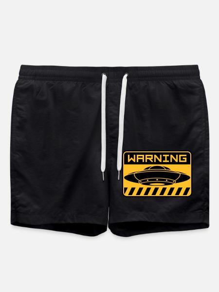Warning shield flying UFOs - Swim Trunks - black