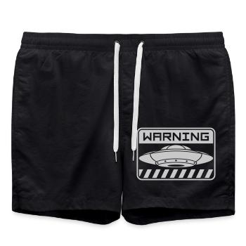 Shield Warning UFO's saucer - Swim Trunks - black - Front - AI Model Male 185 light (185cm)
