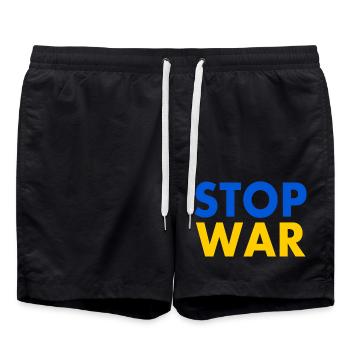 Stop war - Swim Trunks - black - Front - AI Model Male 185 light (185cm)