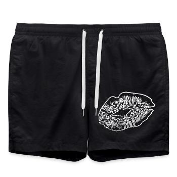 Rouge à lèvres Baiser bouche Saint-Valentin Baisers - Short de bain - noir - Devant - AI Model Male 185 light (185cm)