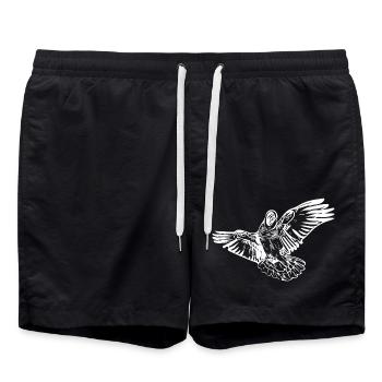 Parrot Vintage Bird Flight Drawing - Swim Trunks - black - Front - AI Model Male 185 light (185cm)