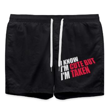 cute but taken Zitat - Badeshorts - Schwarz - Vorne - AI Model Male 185 light (185cm)