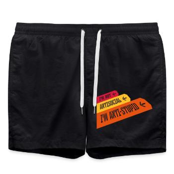 pas antisocial anti-stupide - Short de bain - noir - Devant - AI Model Male 185 light (185cm)