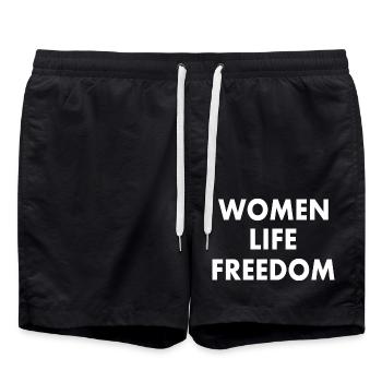 Women life freedom - Swim Trunks - black - Front - AI Model Male 185 light (185cm)