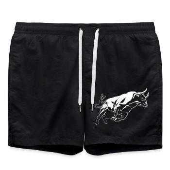 Bull Bovine Art Skizze Grafik Wildtierliebhaber - Badeshorts - Schwarz - Vorne - AI Model Male 185 light (185cm)