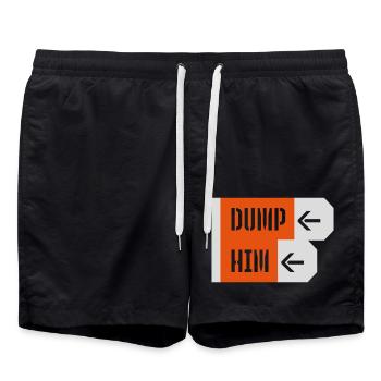 dump him quote logo - Swim Trunks - black - Front - AI Model Male 185 light (185cm)